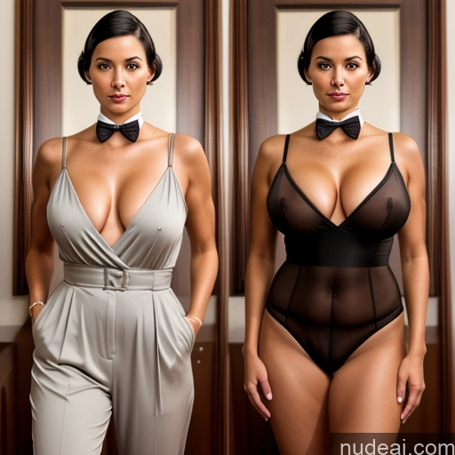 related ai porn images free for 50s Black Hair Bobcut Front View Bow Tie Cleavage Onoff Perfect Body Small Tits Jumpsuit