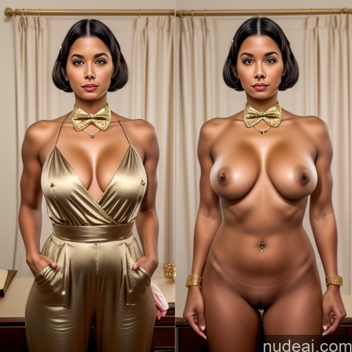 related ai porn images free for 50s Black Hair Bobcut Front View Bow Tie Cleavage Onoff Perfect Body Small Tits Jumpsuit Gold Jewelry
