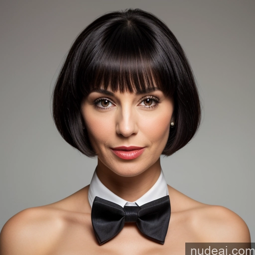 related ai porn images free for 50s Black Hair Bobcut Front View Bow Tie Cleavage Small Tits