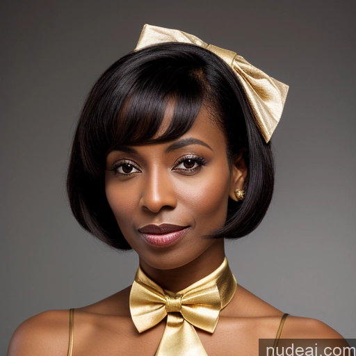 related ai porn images free for 50s Black Hair Bobcut Front View Cleavage Small Tits Gold Jewelry Ethiopian Bow Tie