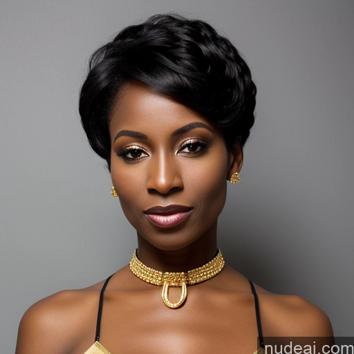 related ai porn images free for 50s Black Hair Bobcut Front View Cleavage Small Tits Gold Jewelry Bow Tie African