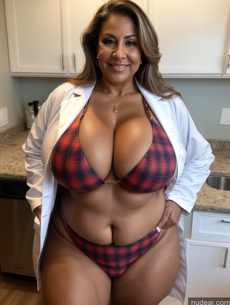 related ai porn images free for One Busty Huge Boobs Thick Tanned Skin 60s Latina Front View Microkini Thong Lumberjack Lab Coat