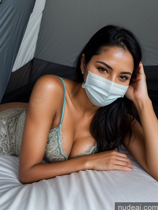 related ai porn images free for Woman One Perfect Boobs 30s Sexy Face Black Hair Indian Skin Detail (beta) Tent Dress Face Mask Dark Lighting Detailed On Back