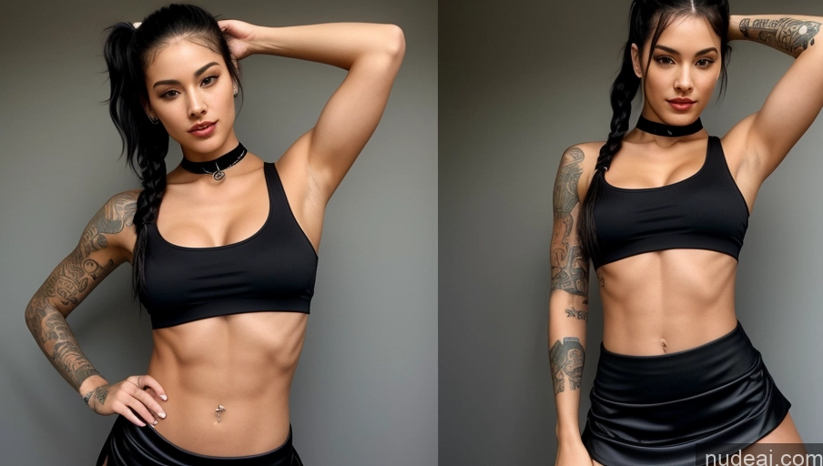 related ai porn images free for Athlete Perfect Boobs Tattoos Lipstick Abs Perfect Body 18 Seductive Black Hair Pigtails Choker Mini Skirt Tank Top Asian