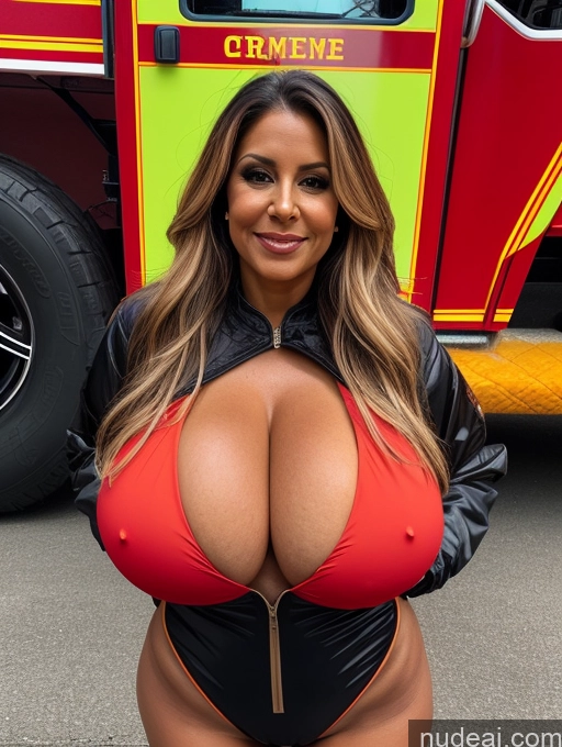 related ai porn images free for One Busty Huge Boobs Thick Tanned Skin 60s Latina Front View Microkini Thong Halloween Witch Jacket Firefighter