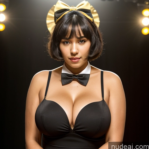 related ai porn images free for Woman One Huge Boobs Black Hair Bobcut Stage Front View Bow Tie Cleavage Gold Jewelry Detailed 18