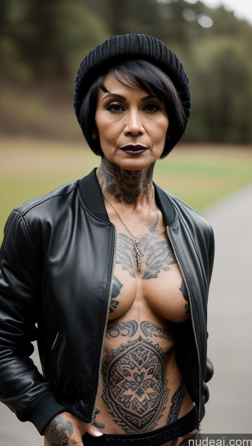 related ai porn images free for Milf Tattoos Abs Muscular Dark Skin Hat Bomber Short Hair 60s Goth Polynesian