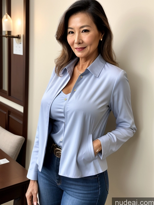 related ai porn images free for Milf Perfect Boobs Beautiful Perfect Body 70s Sexy Face Chinese Casual Jeans Jacket Cleavage Detailed Stylish Secretary Professor Blouse