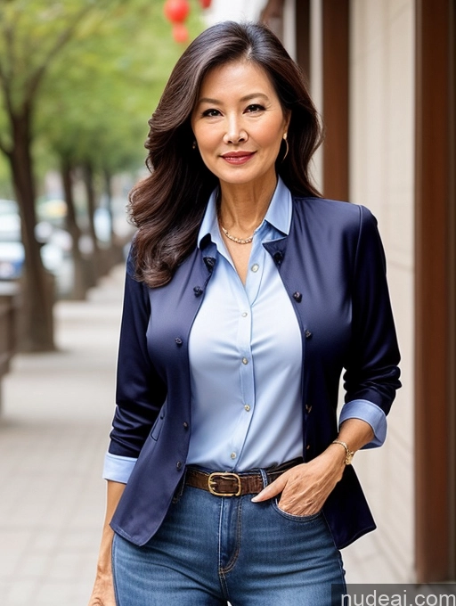 related ai porn images free for Milf Perfect Boobs Beautiful Perfect Body 70s Sexy Face Chinese Casual Jeans Jacket Cleavage Detailed Stylish Secretary Professor Blouse