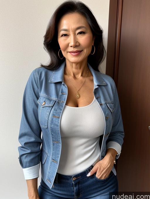 related ai porn images free for Milf Perfect Boobs Beautiful Perfect Body 70s Sexy Face Chinese Casual Jeans Jacket Cleavage Detailed Stylish Secretary Professor Blouse