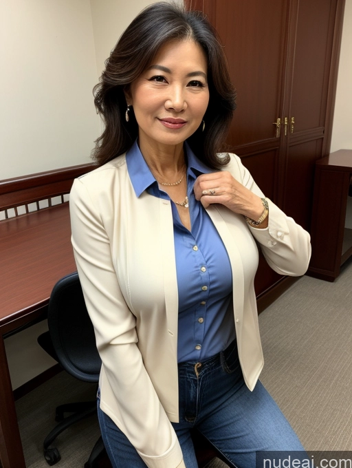 related ai porn images free for Milf Perfect Boobs Beautiful Perfect Body 70s Sexy Face Chinese Casual Jeans Jacket Cleavage Detailed Stylish Secretary Professor Blouse
