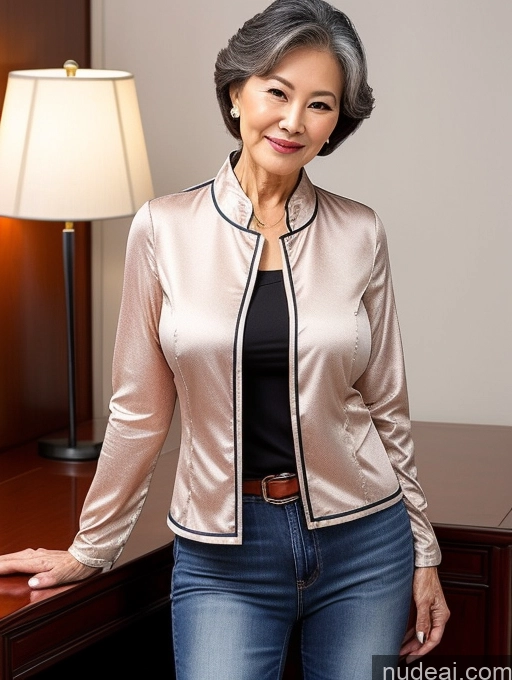 related ai porn images free for Milf Perfect Boobs Beautiful Perfect Body 70s Sexy Face Chinese Casual Jeans Jacket Cleavage Detailed Stylish Secretary Professor Blouse