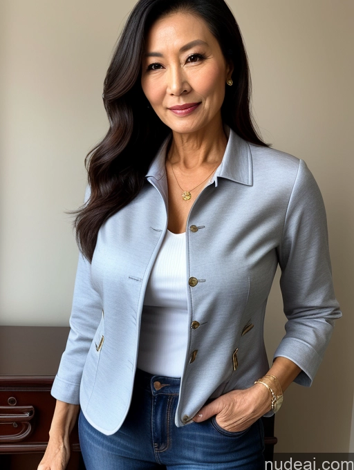related ai porn images free for Milf Perfect Boobs Beautiful Perfect Body 70s Sexy Face Chinese Casual Jeans Jacket Cleavage Detailed Stylish Secretary Professor Blouse