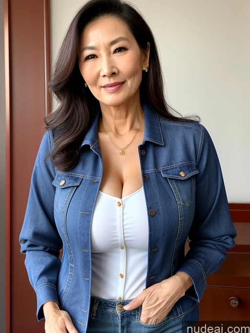 related ai porn images free for Milf Perfect Boobs Beautiful Perfect Body 70s Sexy Face Chinese Casual Jeans Jacket Cleavage Detailed Stylish Secretary Professor Blouse