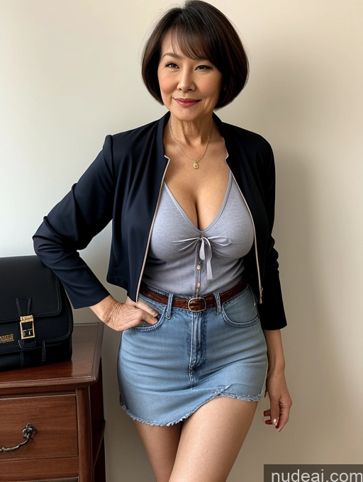 related ai porn images free for Milf Perfect Boobs Beautiful Perfect Body 70s Sexy Face Chinese Casual Jeans Jacket Cleavage Detailed Stylish Secretary Professor Blouse Short Hair