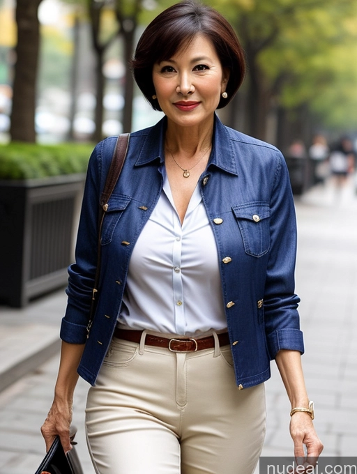 related ai porn images free for Milf Perfect Boobs Beautiful Perfect Body 70s Sexy Face Chinese Casual Jeans Jacket Cleavage Detailed Stylish Secretary Professor Blouse Short Hair