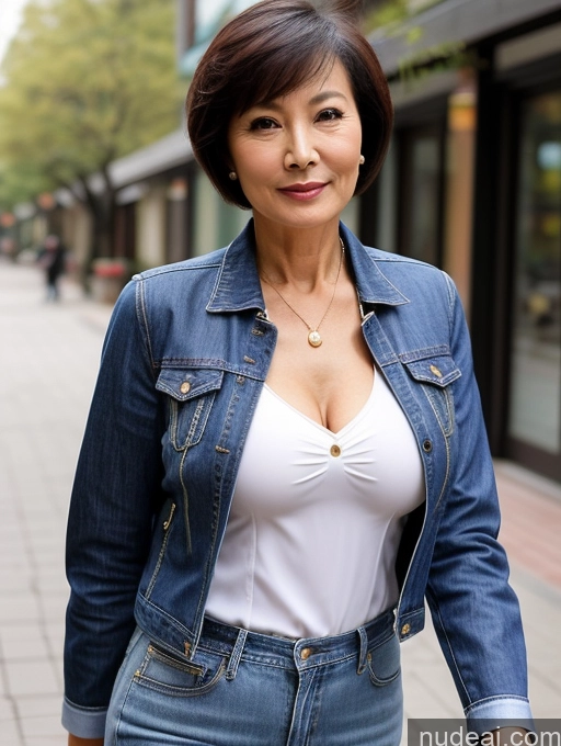 related ai porn images free for Milf Perfect Boobs Beautiful Perfect Body 70s Sexy Face Chinese Casual Jeans Jacket Cleavage Detailed Stylish Secretary Professor Blouse Short Hair