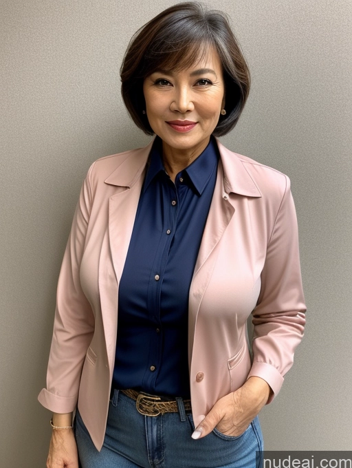 related ai porn images free for Milf Perfect Boobs Beautiful Perfect Body 70s Sexy Face Chinese Casual Jeans Jacket Cleavage Detailed Stylish Secretary Professor Blouse Short Hair Busty