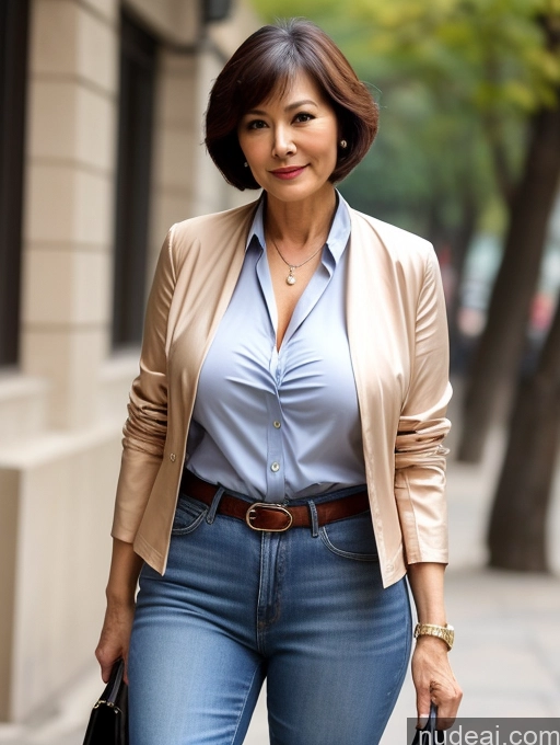 related ai porn images free for Milf Perfect Boobs Beautiful Perfect Body 70s Sexy Face Chinese Casual Jeans Jacket Cleavage Detailed Stylish Secretary Professor Blouse Short Hair Busty