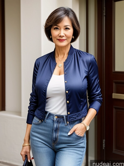 related ai porn images free for Milf Perfect Boobs Beautiful Perfect Body 70s Sexy Face Chinese Casual Jeans Jacket Cleavage Detailed Stylish Secretary Professor Blouse Short Hair Busty
