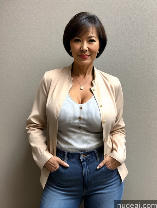 related ai porn images free for Milf Perfect Boobs Beautiful Perfect Body 70s Sexy Face Chinese Casual Jeans Jacket Cleavage Detailed Stylish Secretary Professor Blouse Short Hair Busty