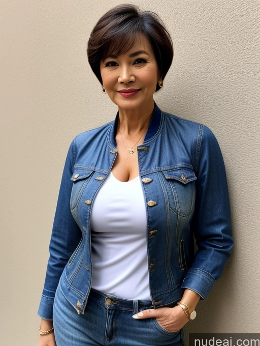 related ai porn images free for Milf Perfect Boobs Beautiful Perfect Body 70s Sexy Face Chinese Casual Jeans Jacket Cleavage Detailed Stylish Secretary Professor Blouse Short Hair Busty