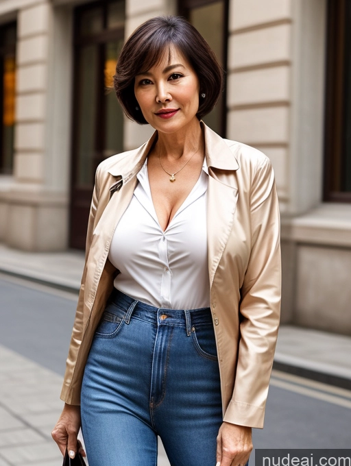 related ai porn images free for Milf Perfect Boobs Beautiful Perfect Body 70s Sexy Face Chinese Casual Jeans Jacket Cleavage Detailed Stylish Secretary Professor Blouse Short Hair Busty