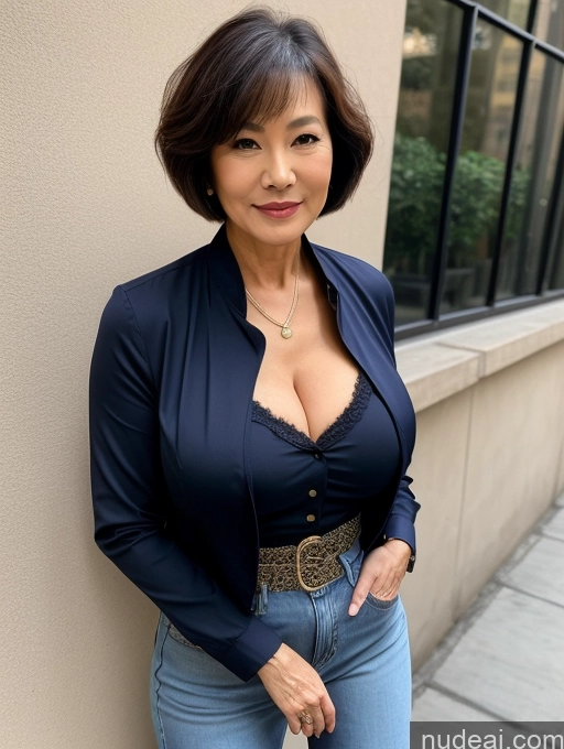related ai porn images free for Milf Perfect Boobs Beautiful Perfect Body 70s Sexy Face Chinese Casual Jeans Jacket Cleavage Detailed Stylish Secretary Professor Blouse Short Hair Busty