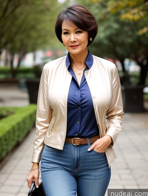 related ai porn images free for Milf Perfect Boobs Beautiful Perfect Body 70s Sexy Face Chinese Casual Jeans Jacket Cleavage Detailed Stylish Secretary Professor Blouse Short Hair Busty