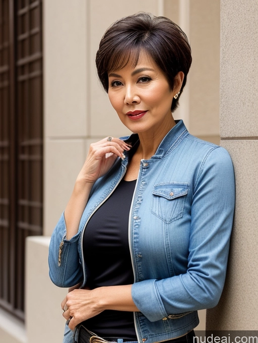 related ai porn images free for Milf Perfect Boobs Beautiful Perfect Body 70s Sexy Face Chinese Casual Jeans Jacket Cleavage Detailed Stylish Secretary Professor Blouse Short Hair Busty