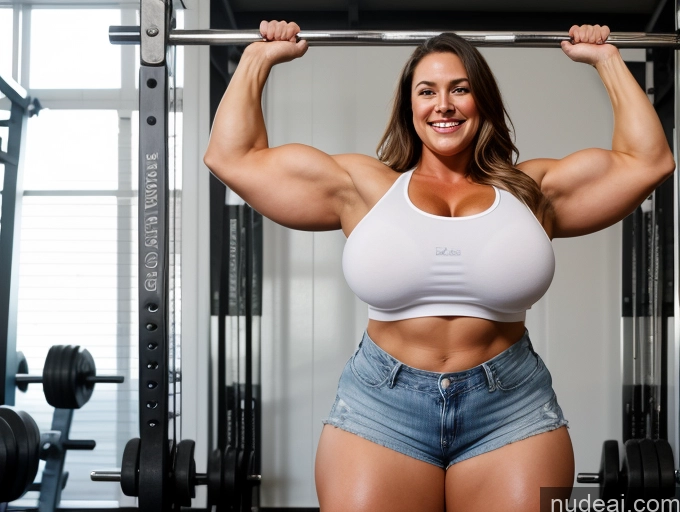 related ai porn images free for One Busty Huge Boobs Big Ass Thick Chubby Big Hips Long Hair Happy Full Frontal Bodybuilder Muscular 40s Brunette White Gym Working Out Daisy Dukes Tank Top
