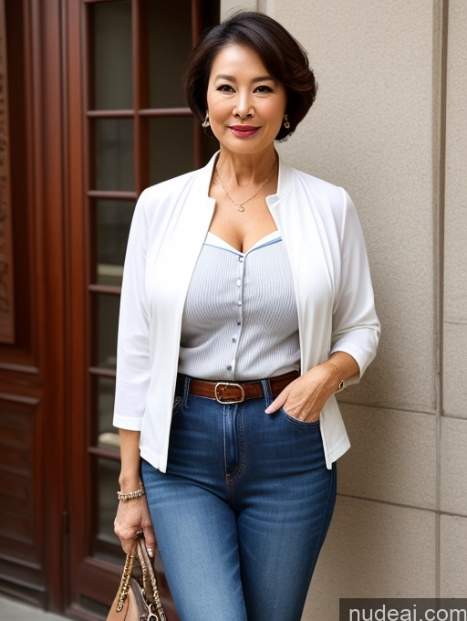 related ai porn images free for Milf Perfect Boobs Beautiful Perfect Body 70s Sexy Face Chinese Casual Jeans Jacket Cleavage Detailed Stylish Secretary Professor Blouse Short Hair Busty