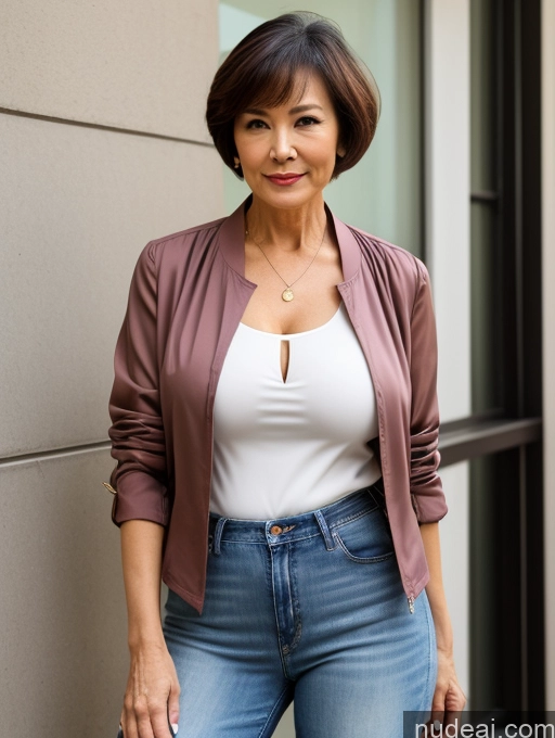 related ai porn images free for Milf Perfect Boobs Beautiful Perfect Body 70s Sexy Face Chinese Casual Jeans Jacket Cleavage Detailed Stylish Secretary Professor Blouse Short Hair Busty