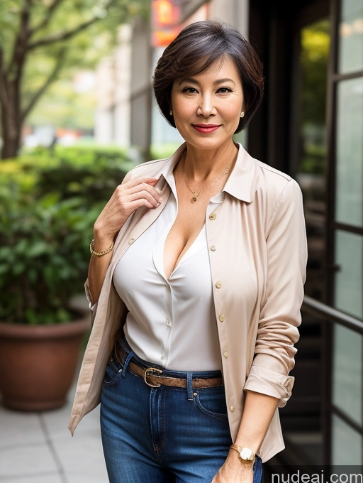 related ai porn images free for Milf Perfect Boobs Beautiful Perfect Body 70s Sexy Face Chinese Casual Jeans Jacket Cleavage Detailed Stylish Secretary Professor Blouse Short Hair Busty