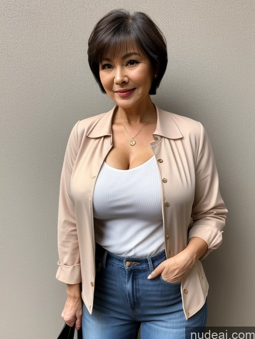 related ai porn images free for Milf Perfect Boobs Beautiful Perfect Body 70s Sexy Face Chinese Casual Jeans Jacket Cleavage Detailed Stylish Secretary Professor Blouse Short Hair Busty