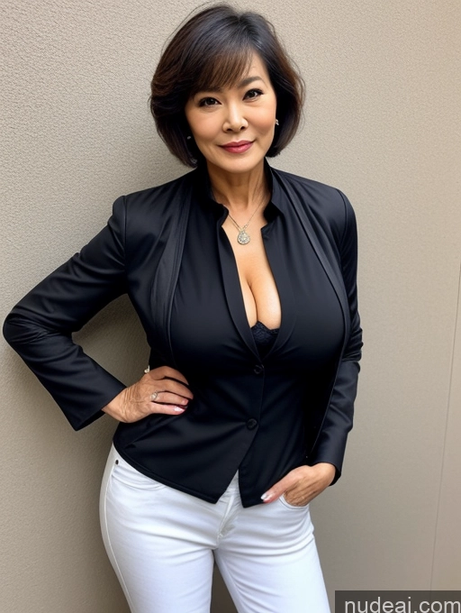 related ai porn images free for Milf Perfect Boobs Beautiful Perfect Body 70s Sexy Face Chinese Casual Jeans Jacket Cleavage Detailed Stylish Secretary Professor Blouse Short Hair Busty Dark Lighting