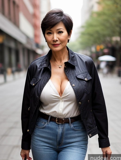 related ai porn images free for Milf Perfect Boobs Beautiful Perfect Body 70s Sexy Face Chinese Casual Jeans Jacket Cleavage Detailed Stylish Secretary Professor Blouse Short Hair Busty Dark Lighting