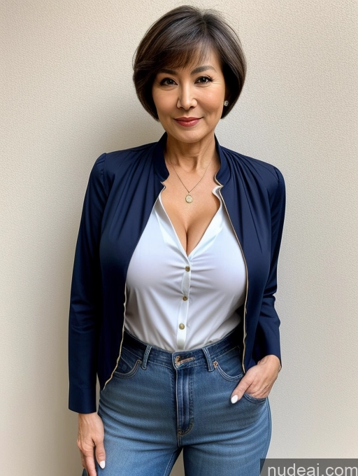 related ai porn images free for Milf Perfect Boobs Beautiful Perfect Body 70s Sexy Face Chinese Casual Jeans Jacket Cleavage Detailed Stylish Secretary Professor Blouse Short Hair Busty