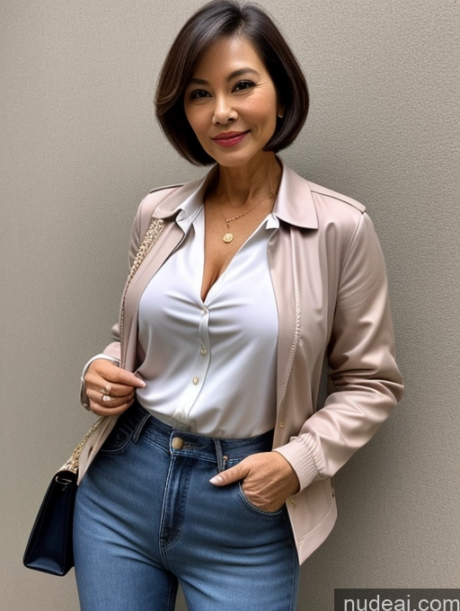 related ai porn images free for Milf Perfect Boobs Beautiful Perfect Body 70s Sexy Face Chinese Casual Jeans Jacket Cleavage Detailed Stylish Secretary Professor Blouse Short Hair Busty