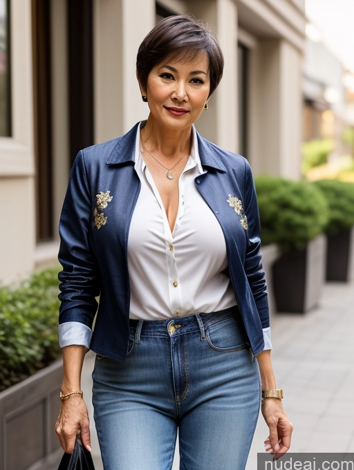 related ai porn images free for Milf Perfect Boobs Beautiful Perfect Body 70s Sexy Face Chinese Casual Jeans Jacket Cleavage Detailed Stylish Secretary Professor Blouse Short Hair Busty