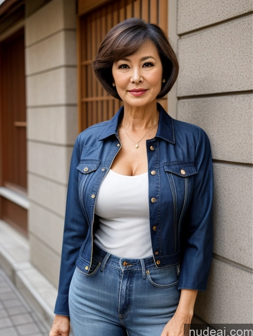 related ai porn images free for Milf Perfect Boobs Beautiful Perfect Body 70s Sexy Face Casual Jeans Jacket Cleavage Detailed Stylish Secretary Professor Blouse Short Hair Busty Japanese