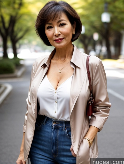 related ai porn images free for Milf Perfect Boobs Beautiful Perfect Body 70s Sexy Face Casual Jeans Jacket Cleavage Detailed Stylish Secretary Professor Blouse Short Hair Busty Japanese