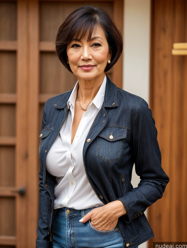 related ai porn images free for Milf Perfect Boobs Beautiful Perfect Body 70s Sexy Face Casual Jeans Jacket Cleavage Detailed Stylish Secretary Professor Blouse Short Hair Busty Japanese Dark Lighting