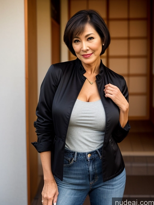 related ai porn images free for Milf Perfect Boobs Beautiful Perfect Body 70s Sexy Face Casual Jeans Jacket Cleavage Detailed Stylish Secretary Professor Blouse Short Hair Busty Japanese Dark Lighting