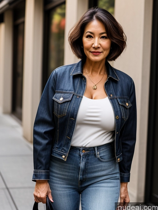 related ai porn images free for Milf Perfect Boobs Beautiful Perfect Body 70s Sexy Face Casual Jeans Jacket Cleavage Detailed Stylish Secretary Professor Blouse Short Hair Busty Japanese Dark Lighting