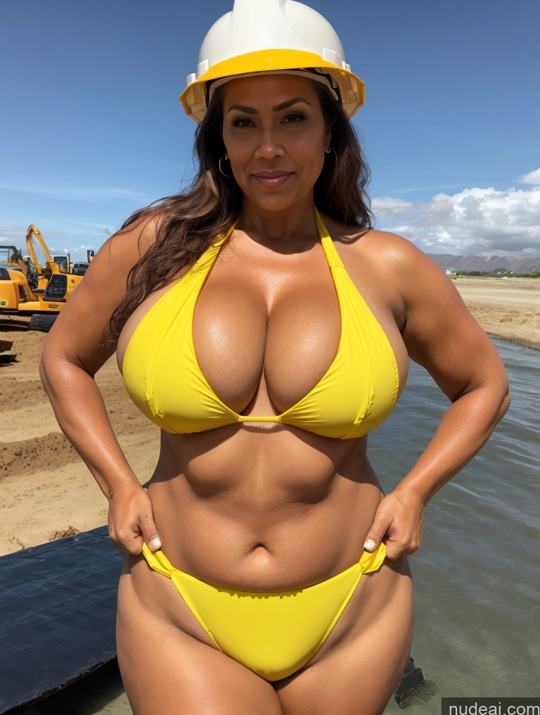 related ai porn images free for One Busty Huge Boobs Thick Tanned Skin 60s Polynesian Front View Microkini Thong Halloween Construction Worker