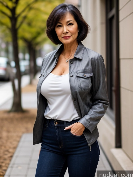 related ai porn images free for Milf Perfect Boobs Beautiful Perfect Body 70s Sexy Face Casual Jeans Jacket Cleavage Detailed Stylish Secretary Professor Blouse Short Hair Busty Japanese Dark Lighting