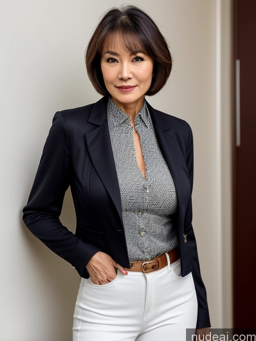 related ai porn images free for Milf Perfect Boobs Beautiful Perfect Body 70s Sexy Face Casual Jeans Jacket Cleavage Detailed Stylish Secretary Professor Blouse Short Hair Busty Dark Lighting Chinese