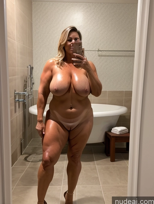 related ai porn images free for Milf Chubby Thick Muscular Oiled Body Nude High Heels Bathroom