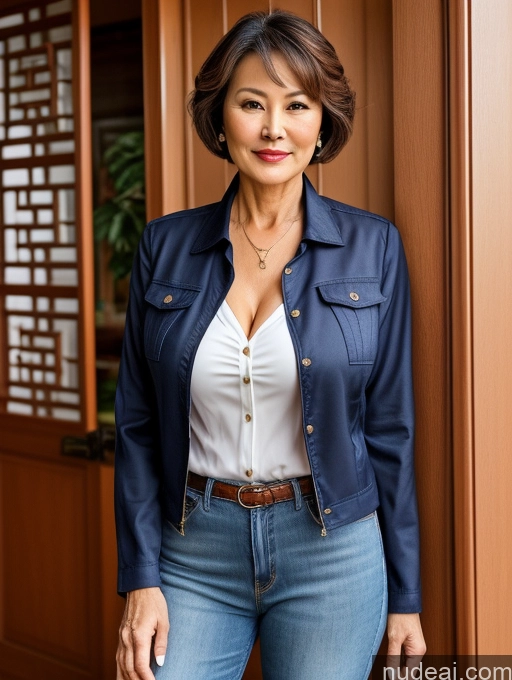 related ai porn images free for Milf Perfect Boobs Beautiful Perfect Body 70s Sexy Face Casual Jeans Jacket Cleavage Detailed Stylish Secretary Professor Blouse Short Hair Busty Chinese